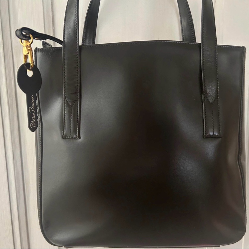 Paloma Picasso Blk Leather Handbag w/Gold Accent & free surprise with purchase! - Picture 2 of 6
